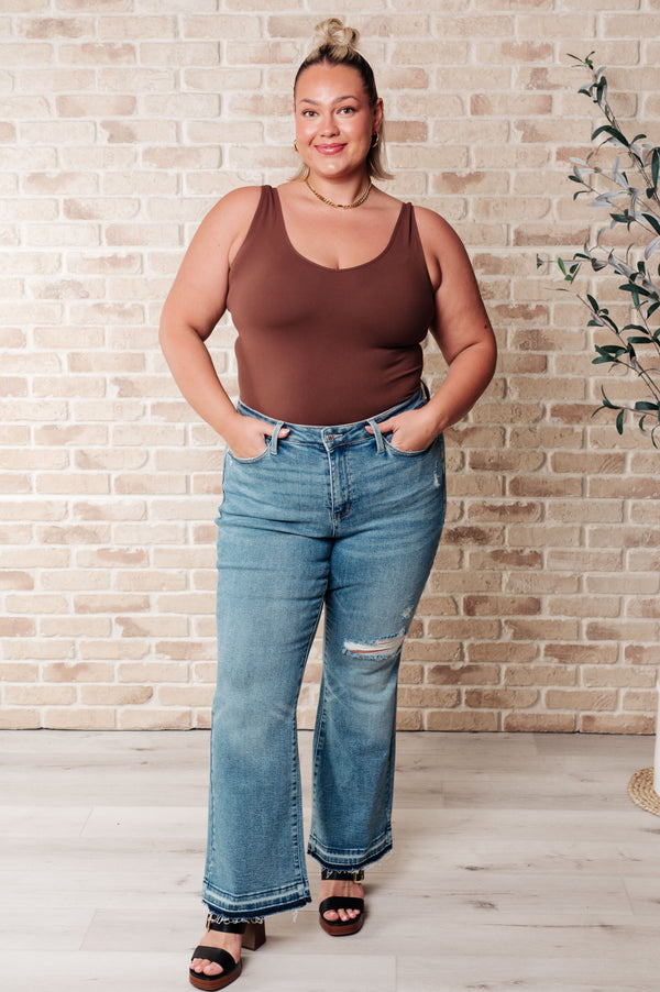 Isla Judy Blue Mid Rise Distressed Released Hem Bootcut Jeans