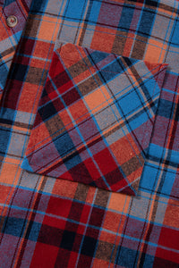 Red Plaid Print Drop Sleeve Loose Shirt