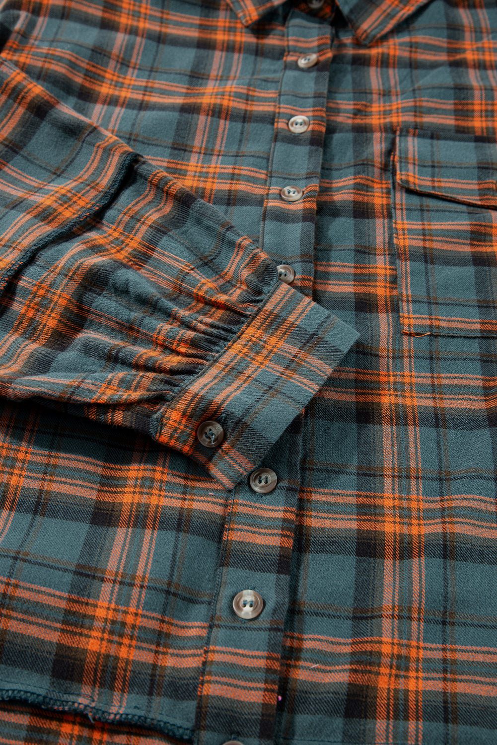 Green Plaid Long Sleeve Collar Shirt