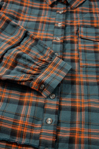 Green Plaid Long Sleeve Collar Shirt