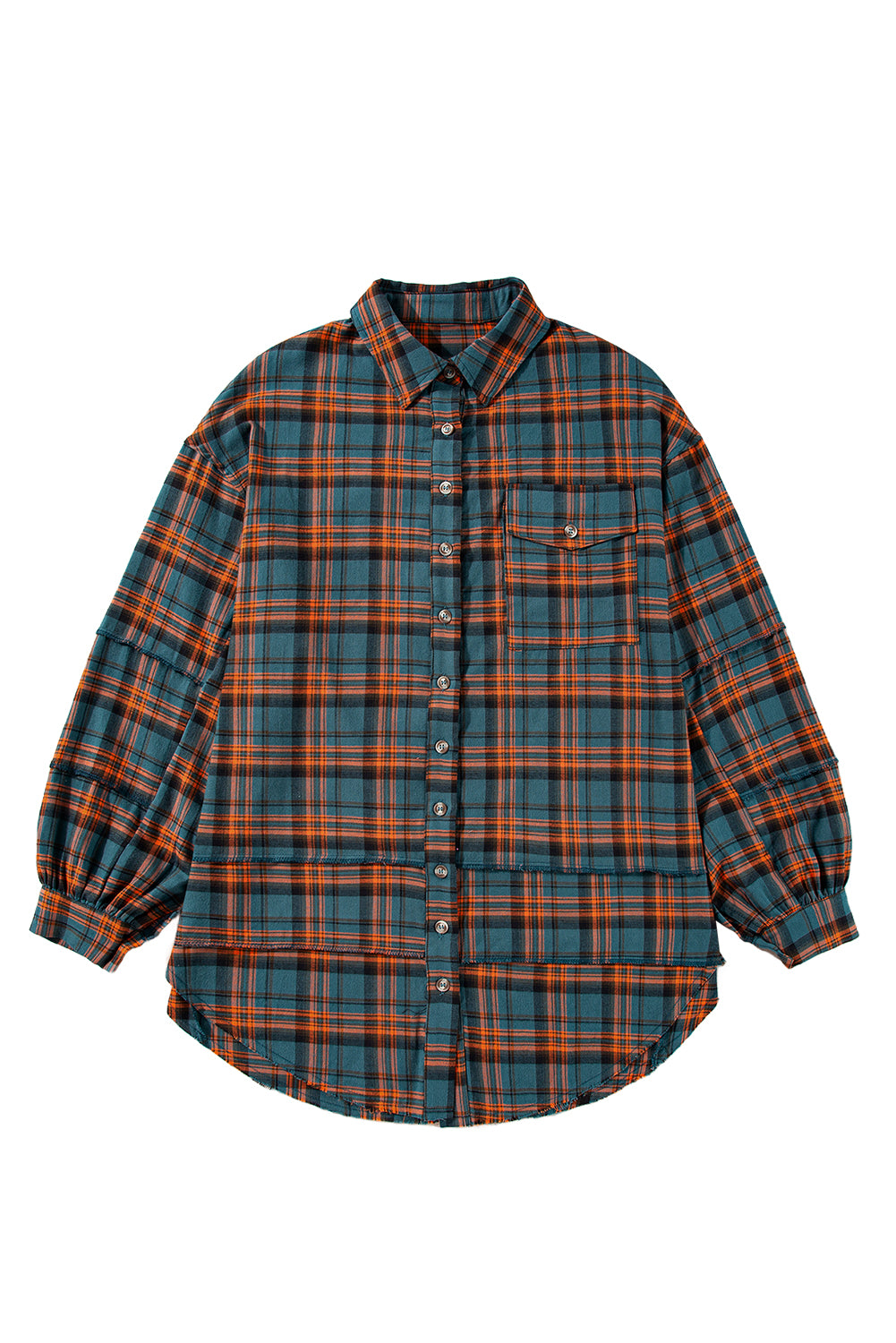 Green Plaid Long Sleeve Collar Shirt