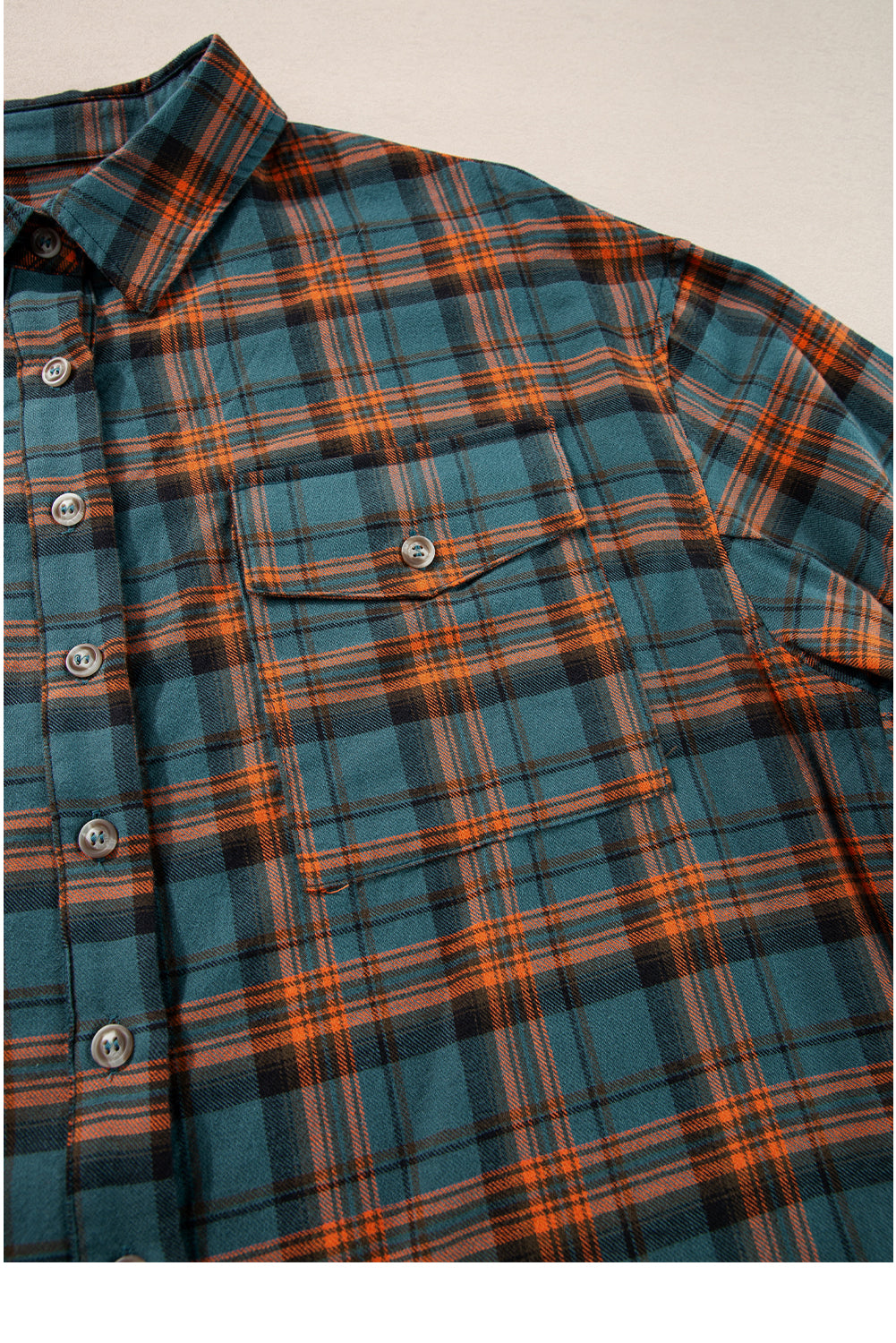 Green Plaid Long Sleeve Collar Shirt
