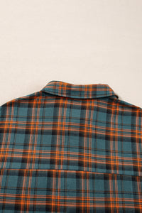Green Plaid Long Sleeve Collar Shirt