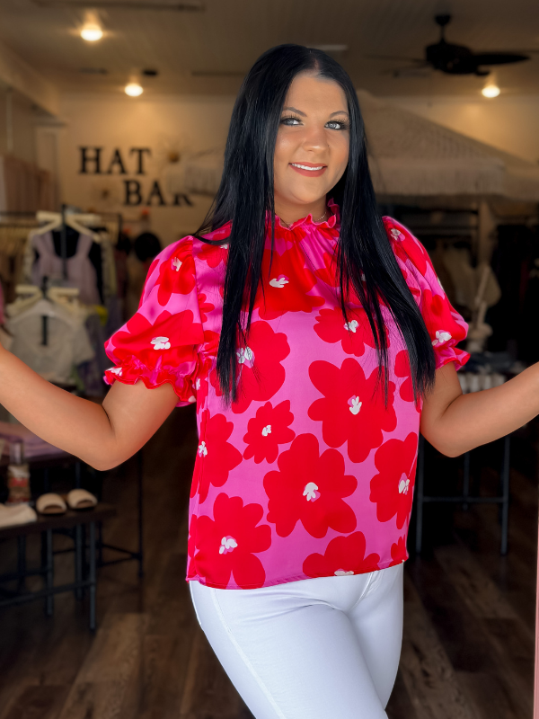Satin Puff Sleeve Blouse