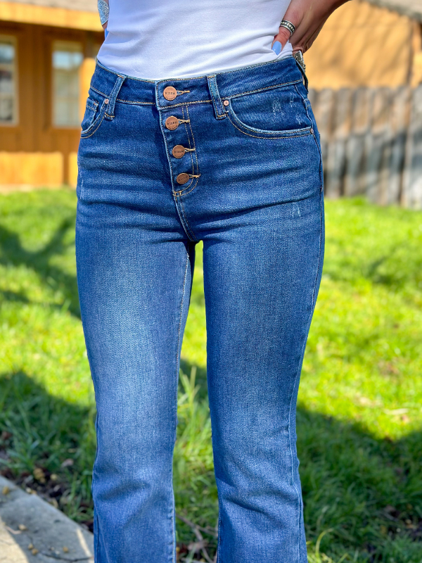 Risen Button Down Boot Cut Jeans
