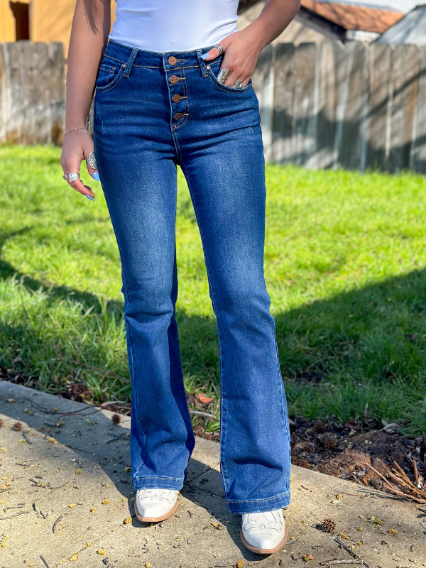 Risen Button Down Boot Cut Jeans
