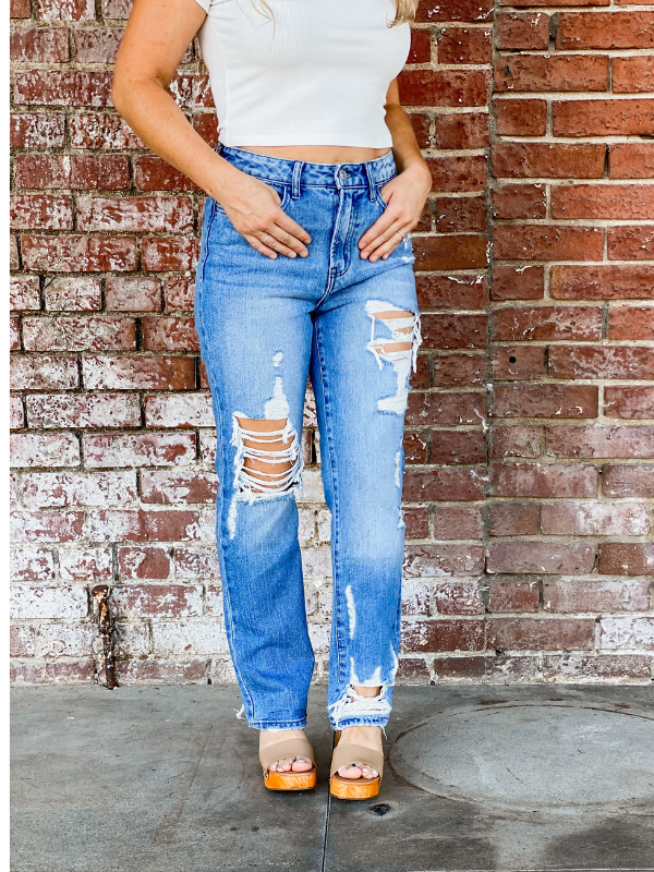 Flying Monkey Super High Rise Ankle Straight Jeans – Pistol Rose Boutique