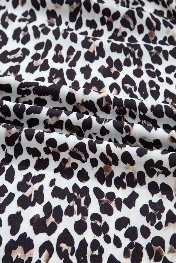Multicolour Leopard Print Patchwork Collar Flowy Mini Dress