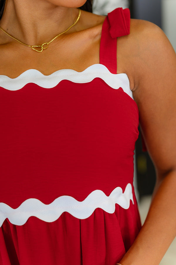 Contrast Trim Crinkle Woven Dress