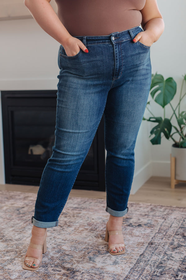 Judy Blue Amber Cuffed Slim Fit Dark Wash Jeans
