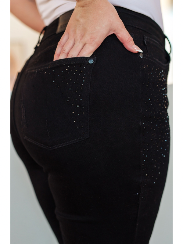 Judy Blue Reese Rhinestone Slim Fit Jeans in Black