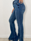 Judy Blue High Waist Control Top with Hemmed Slit Slim Bootcut Jeans