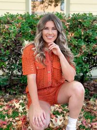 Sheer Crochet Short Sleeve Shirt & Shorts