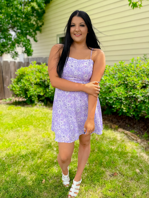 Lavender Floral Print Dress