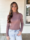 Mock Neck Ribbed Crop Sweater