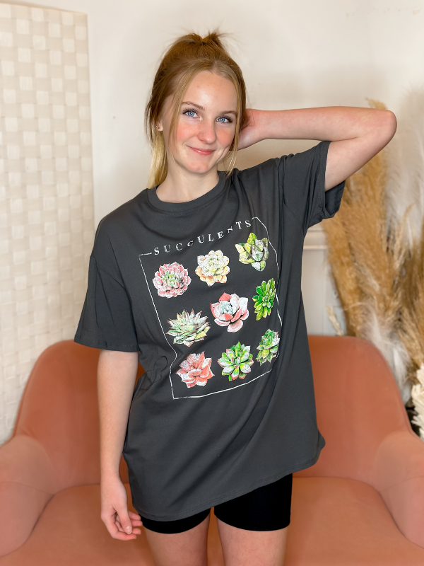 Succulents Oversized Graphic Tee
