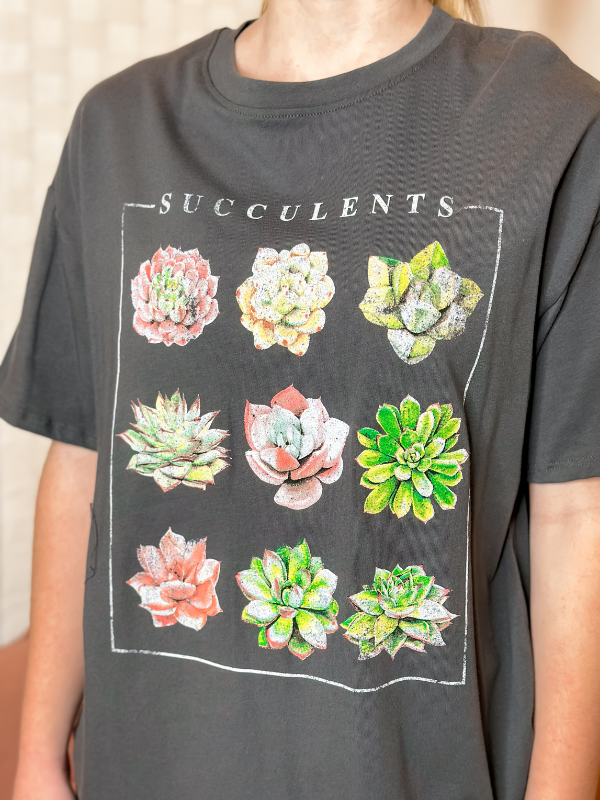 Succulents Oversized Graphic Tee