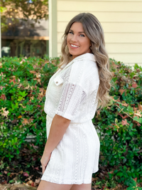 Short Sleeve Crochet Romper