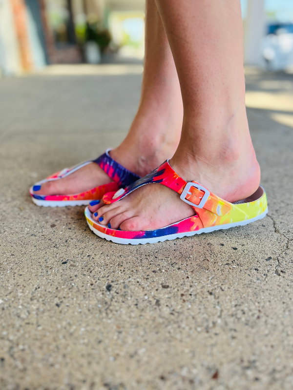 Hey Girl Jet Ski Tie Dye Slides