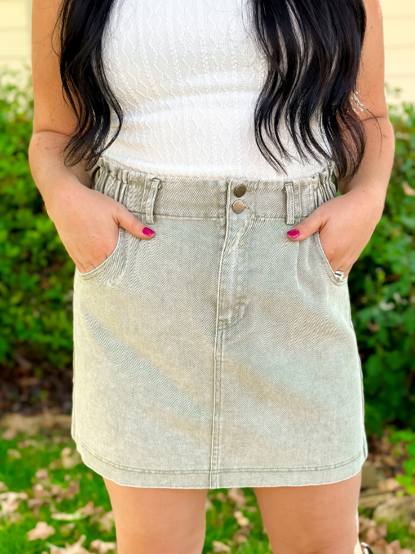 Paperbag Twill Mini Skirt