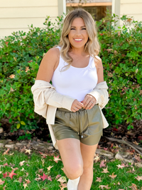 Faux Leather Casual Dolphin Shorts