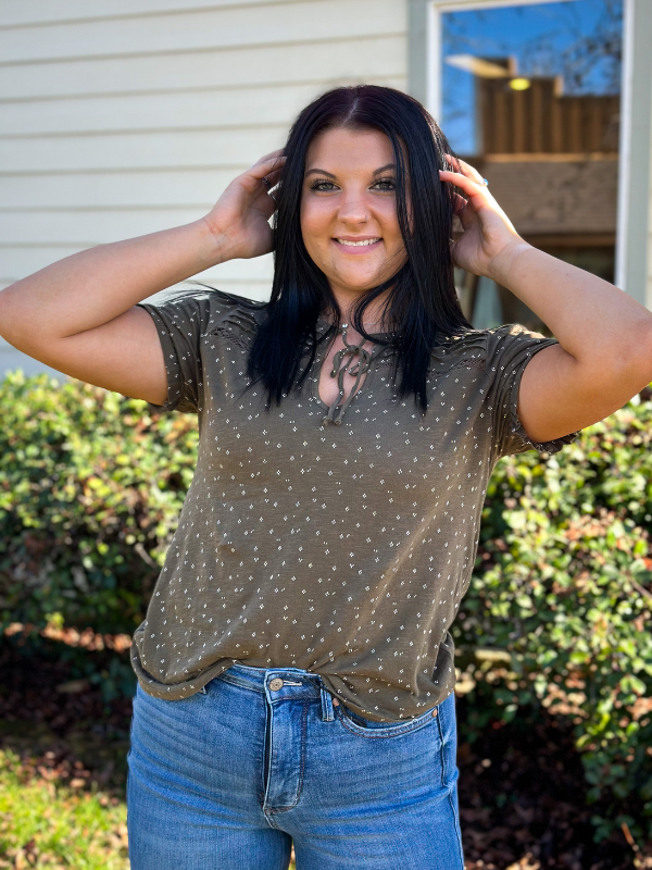 Lucky Printed V Neck Blouse