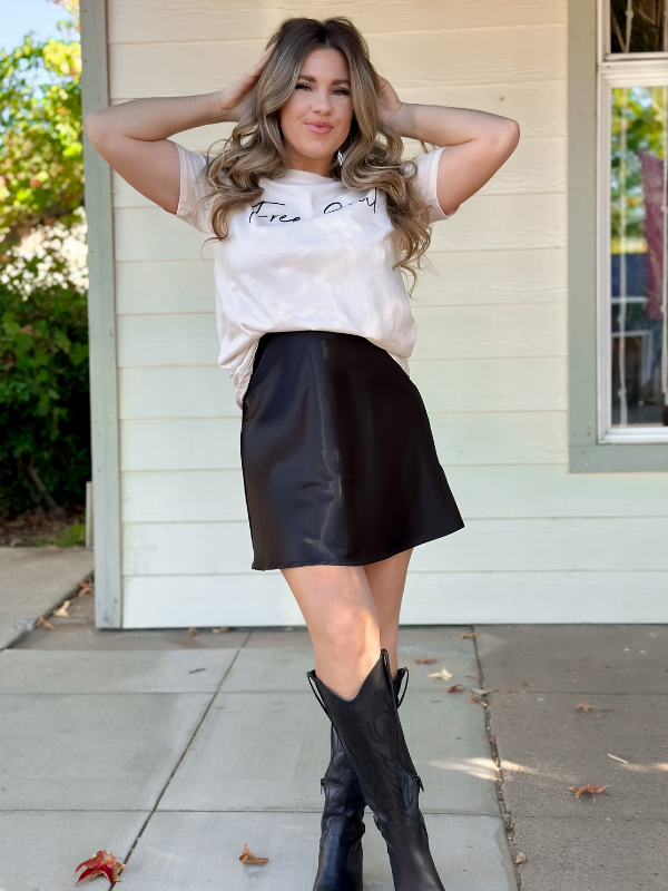 Holiday Satin Skater Mini Skirt