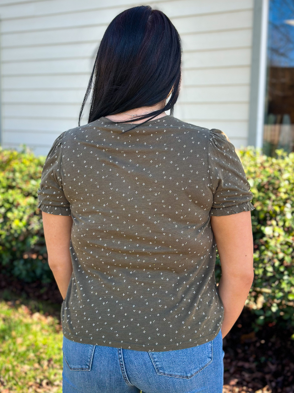 Lucky Printed V Neck Blouse