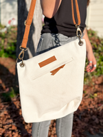 Vintage Addiction Ivory Canvas Foldover Crossbody