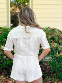 Short Sleeve Crochet Romper