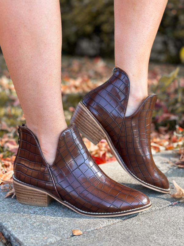 Corky's Vanish Brown Crocodile Bootie