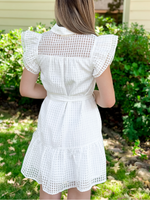 Collared Ruffle Sleeve Mini Dress