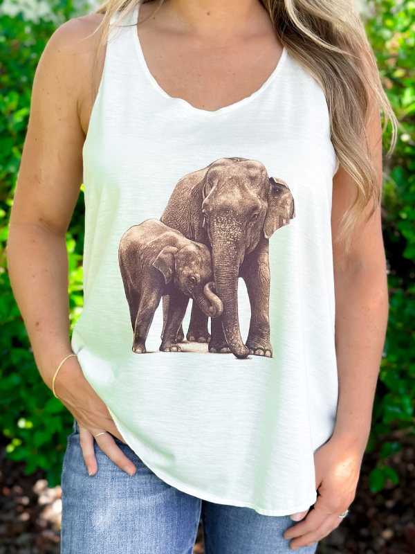 Pistol Rose Elephant Family Tank Top