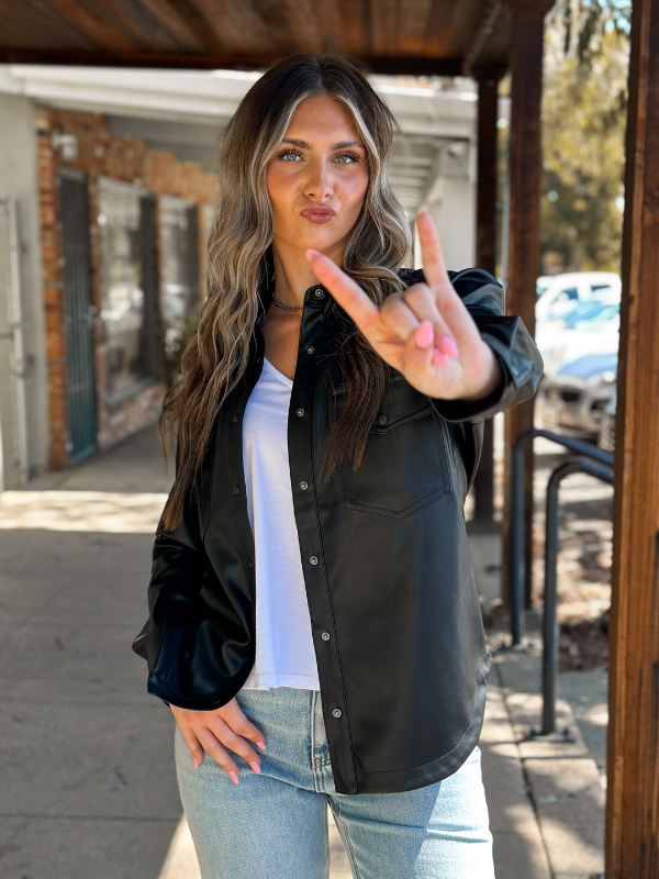 AMERI×Nハリ　FAKE LEATHER SHIRT JACKET Leather Badlands Shirt Jacket - The J. Peterman Company