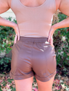 Faux Leather Casual Shorts