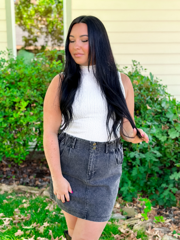 Paperbag Twill Mini Skirt