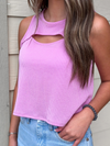 Ribbed Crop Top With Front Opening