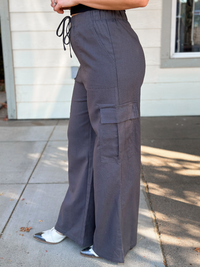 Charcoal Linen Cargo Pants