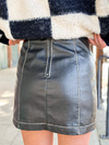 Washed Faux Leather Mini Skirt