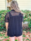 Sheer Crochet Short Sleeve Shirt & Shorts