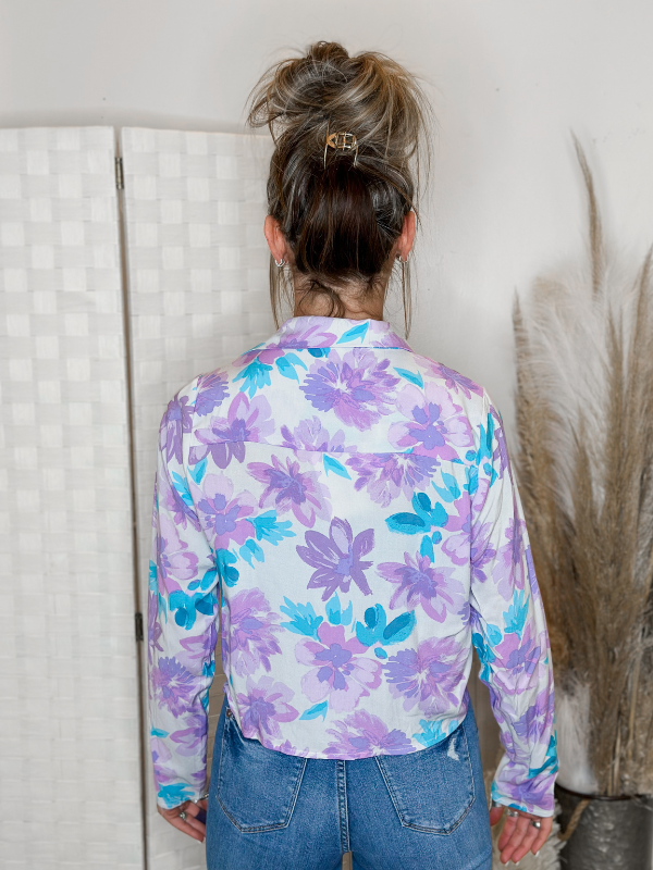 Floral Lavender Front Tie Top