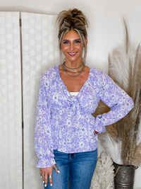Lavender Print Babydoll Top