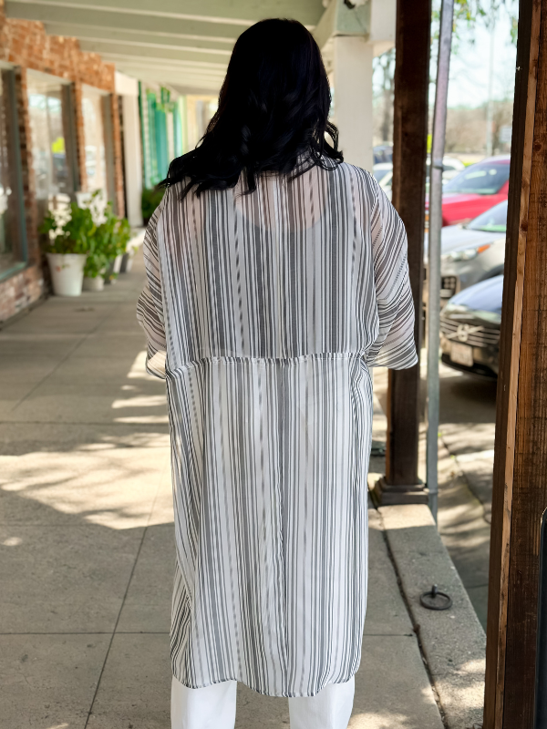 Sheer Striped Kimono