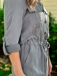 Button Up Washed Woven Romper