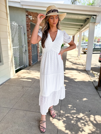 Eyelet Smocked Midi Dress