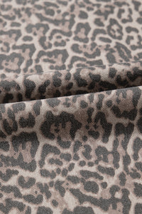 Brown Leopard High Waist Frayed Hem Jeans