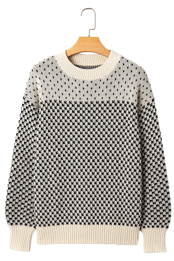 Black Colorblock Bishop Sleeve Knit Sweater