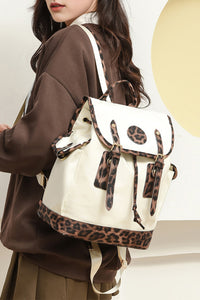 White Leopard PU Leather Backpack