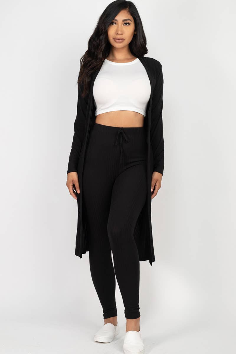 Ribbed Cardigan & Leggings Set