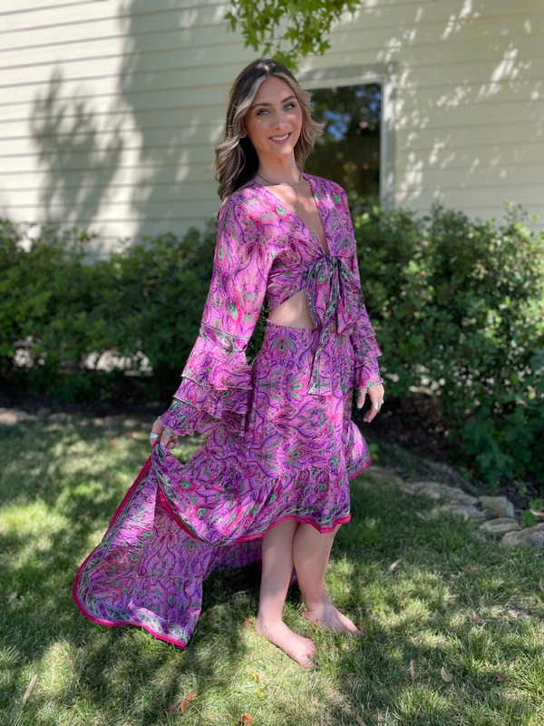 Sari Silk Two Piece Set